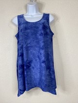 AB Studio Womens Size M Blue Crumple Dye Scoop Neck Blouse Sleeveless - £5.64 GBP