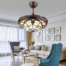 Fandian 42” Tiffany Style Ceiling Fan With Light Classic Led Chandelier, Remote - £214.66 GBP