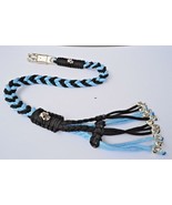 Paracord Motorcycle Biker Whip Get Back whip Metal Skulls 36&quot; POWDER BLU... - $29.99