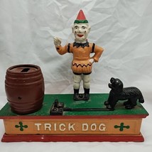 Vintage Trick Dog Cast Iron Mechanical Coin Bank 8&quot; - $44.54