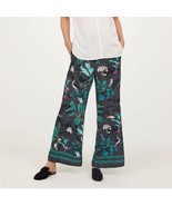 ANNA GLOVER x H&amp;M Tropical Dark Gray/Green Floral Wide Leg Pull On Pants... - $75.28 CAD