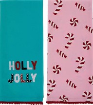 2 Jumbo Same Thin Towels (18&quot;x28&quot;) Christmas,Holly Jolly &amp; Peppermint Candy, Hl - $13.85