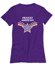 Independence Day TShirt PROUDLY AMERICAN Purple-W-Tee  - £16.40 GBP
