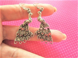 Peacock Victorian silver earrings - $9.89