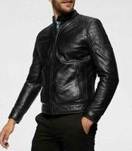 Nouvelle veste en cuir noir Racer homme motard Moto pur agneau taille SM... - £109.26 GBP