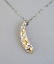Yellow Pink Mother Of Pearl Necklace Handcrafted Sterling Silver Pendant - $80.00