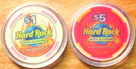 (2) Hard Rock C ASIN O Chips - Sample Set - Albuquerque, New Mexico $1 $5 Chips - £11.81 GBP