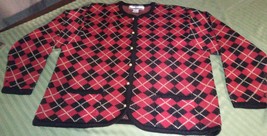 Vintage Red Argyle Cardigan Sweater - $19.34