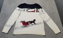 Talbots Christmas Sweater Women&#39;s Medium Multi Knit Cotton Long Sleeve C... - £20.86 GBP