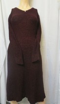 Vintage Foxmoor -WOMEN&#39;S S - Acrylic Knit Long Sleeve Dress Burgundy &quot;V&quot; Neck - £15.84 GBP