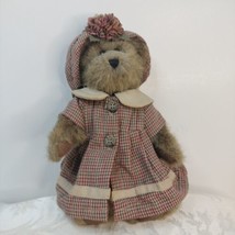 The Boys Collection Bear W/Plaid Dress &amp; Hat W/Rose Brown 9&quot;X6&quot; Vtg. 1990 - £14.53 GBP