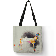 Personalized Oil Painting Greyhound Dog Prints Totes Bags Designers Durable Shop - £13.95 GBP