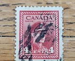 Canada Stamp King George VI 4c Used Red - £1.48 GBP