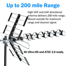 Outdoor TV Antenna, Long Range Antenna, 4K 1080P VHF UHF Digital HDTV An... - £41.90 GBP