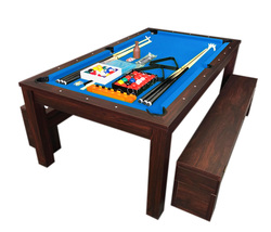 7Ft Pool Table Billiard Blue became a dinner table with benches - m. Ric... - $2,499.00