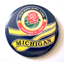 1989 University of Michigan Wolverine 75th Rose Bowl Game 3 1/4&quot; Pinback Button - £15.46 GBP