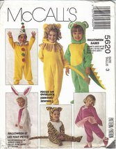 McCall&#39;s Pattern 5620 Halloween Babes Bunny Dragon More Toddler Size 3 Cut - £3.56 GBP