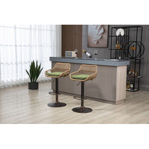 Swivel Bar Stools Set of 2 Adjustable Counter Height Chairs - Green - £164.99 GBP