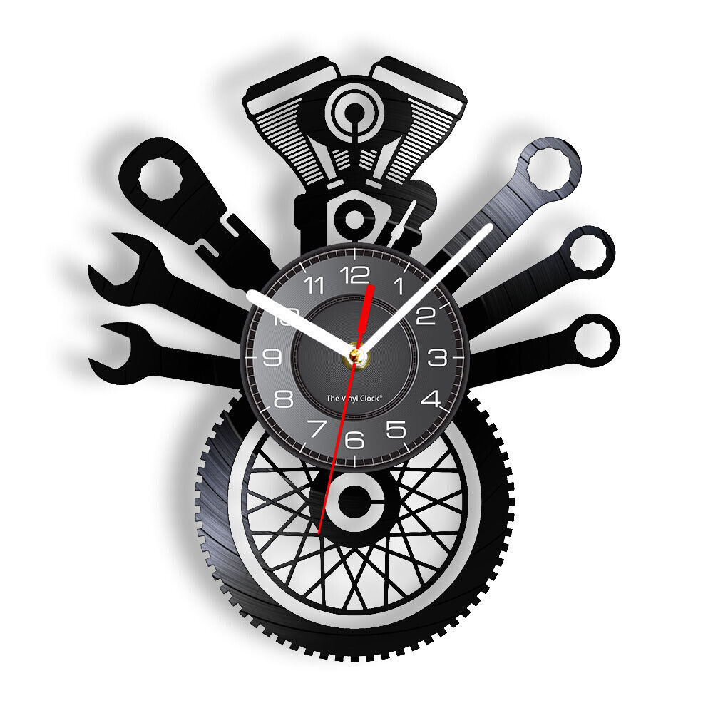 Wall clock Vinyl Record industrial style V-twin Harley Davidson engine - £30.85 GBP - £38.76 GBP