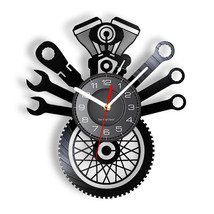 Wall clock Vinyl Record industrial style V-twin Harley Davidson engine - £30.29 GBP+