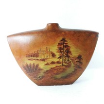 Vase Ceramic Hand Painted Outdoor Scene Brown - £40.46 GBP