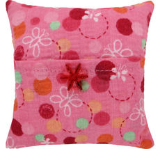 Tooth Fairy Pillow, Light Pink, Dot &amp; Flower Print Fabric, Red Flower Be... - $4.95