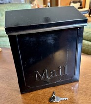 Locking Mailbox With Keys Letter Slot Wall Mount Black Metal Clean No Dents - £22.31 GBP