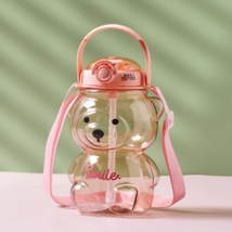 Large capacity cartoon bear plastic water bottle with straw children - $40.00