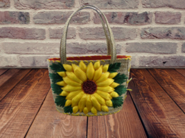 womans woven sunflower handbag / Tote Bag - $27.66