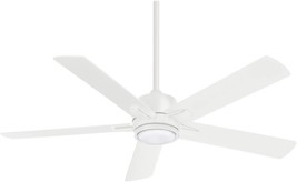 Flat White Finish Minka-Aire F619L-Whf Stout 54&quot; Ceiling Fan With Led Light And - £169.65 GBP