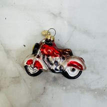 Dept 56 Motorcycle Mini Glass Ornament Red - £9.45 GBP