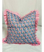 Pink Ruffle Throw Pillow Cover for Couch-20x20 Inch Cotton Stripe Cushio... - €47,50 EUR
