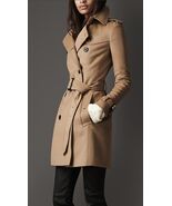 Authentic Burberry Wool and Cashmere Mid Length Camel Coat UK 2 US 0 - $779.10