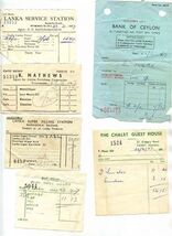 Group of 6 Ceylon Travel Receipts 1967 Hotel Gas Bank - $17.82