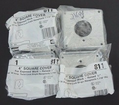 LOT OF 4 NEW HUBBELL 811 4&quot; SQUARE COVERS RAISED 1/2&quot; - £28.70 GBP