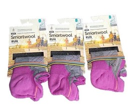 Smartwool Run Womens Merino Ankle Socks Purple GY Small 3 Pack Targeted Cushion - £42.46 GBP