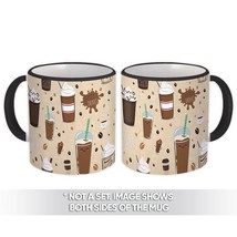 Coffee Drinks : Gift Mug Happy Cup Beans Pattern Sweet Iced Frappe Kitchen Decor - £12.78 GBP