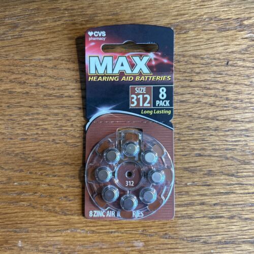 8 CVS MAX 312 Hearing Aid Batteries Factory Sealed BAT11 Exp 2/28 - $4.75