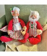 2 Vintage 1963 Annalee Mobilitee Santa &amp; Mrs Claus Wire Posable Dolls La... - $67.90 CAD