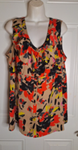 LANE BRYANT Sleeveless Multicolor Ruffled Neckline Button-Down Blouse Size 16 - £14.05 GBP
