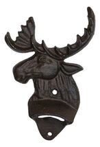 Pack Of 2 Rustic Western Country Bull Moose Cast Iron Beer Bottle Wall O... - $21.99