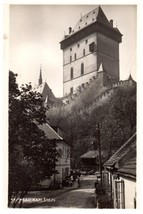 Hrad Karlstejn Castle Czech Republic Black And White Postcard - $8.86