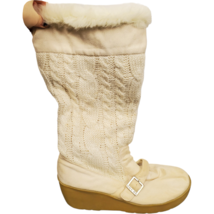 Limited Too Knit Sweater Wedge Boots White Round Toe Side Zipper Womens ... - £11.29 GBP