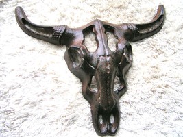 Cast Iron longhorn steer skull Rustic southwest decor bz - $24.98