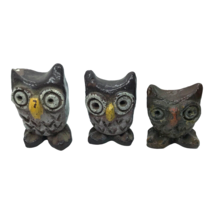 Vintage Owl Lot Ceramic Clay Figurines Brown Mini woodland retro kitsch - $19.77