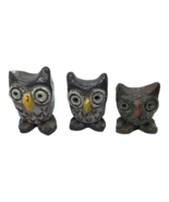 Vintage Owl Lot Ceramic Clay Figurines Brown Mini woodland retro kitsch - £15.84 GBP