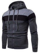 Men&#39;s Sweater Hoodie European Size Fashion Colorblock Sweater Men&#39;s Cardigan Jac - £16.02 GBP