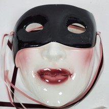 Vintage 1980s Black Mask Face Mask ART Ceramic 6x6&quot; About Face - $44.88