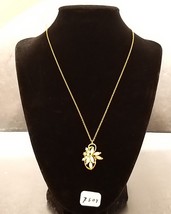 Vintage Teardrop Faux Opals and Rhinestones Pendant Necklace - $10.99