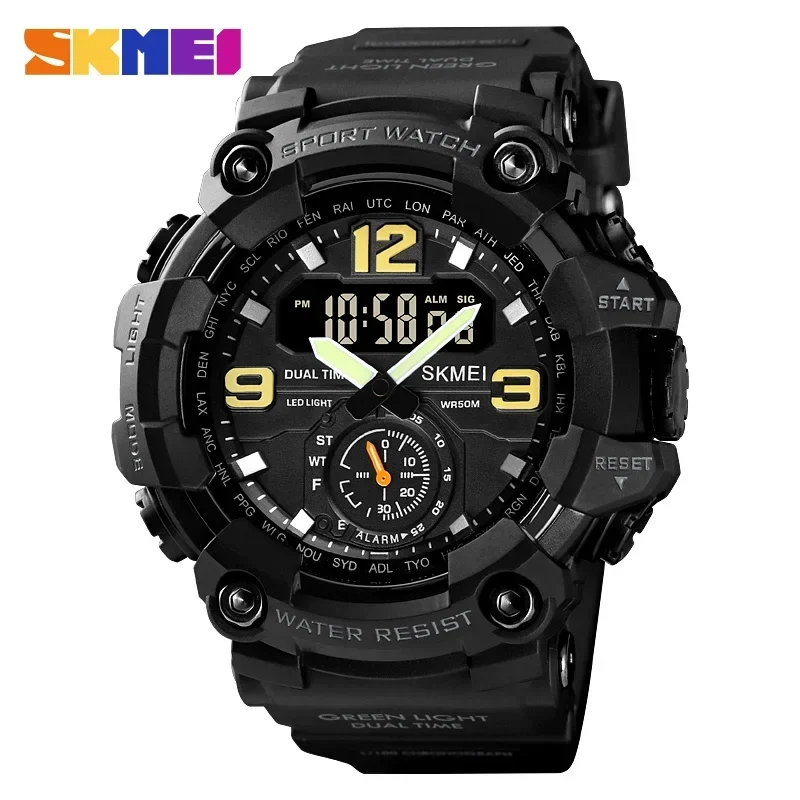Dual Movement 3 Time Sport Wristwatch Mens Waterproof Electronic Watches... - $23.36